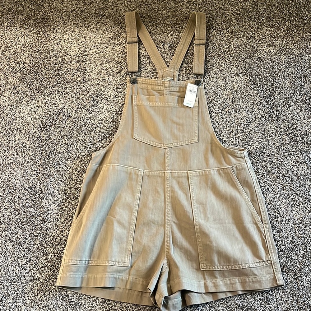 NWT Aerie Olive Green Denim Overall Shorts